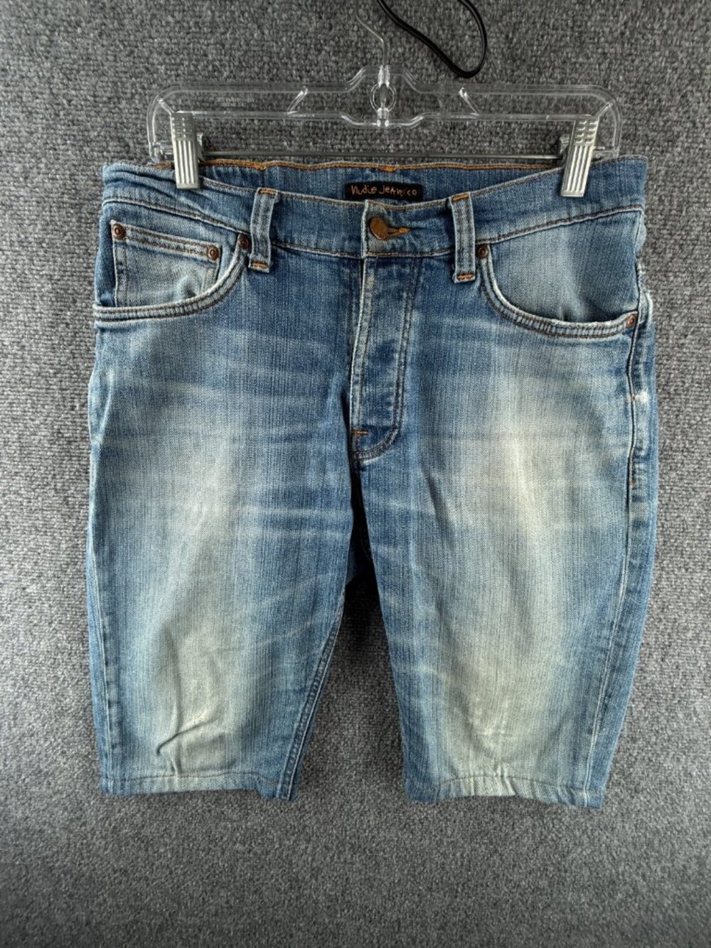 Nudie Jeans Denim Shorts Jorts Dude Dan Highlights Cotton Stretch ACTL 31X12